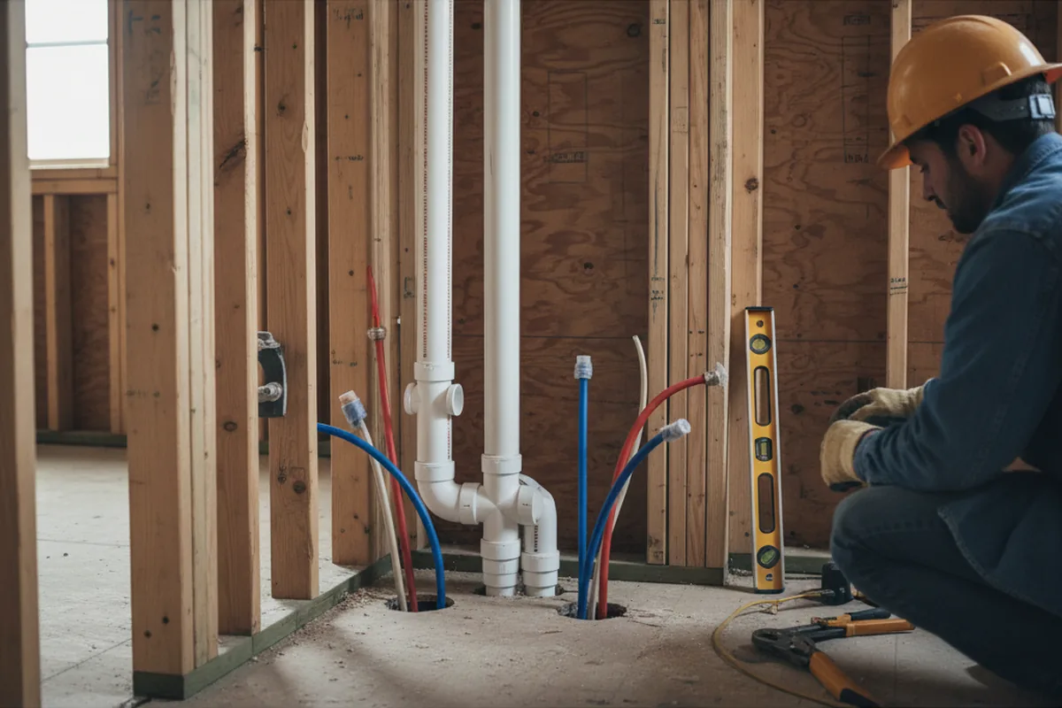 Drain and supply rough-in during Sump Pump Repair in Allison Park